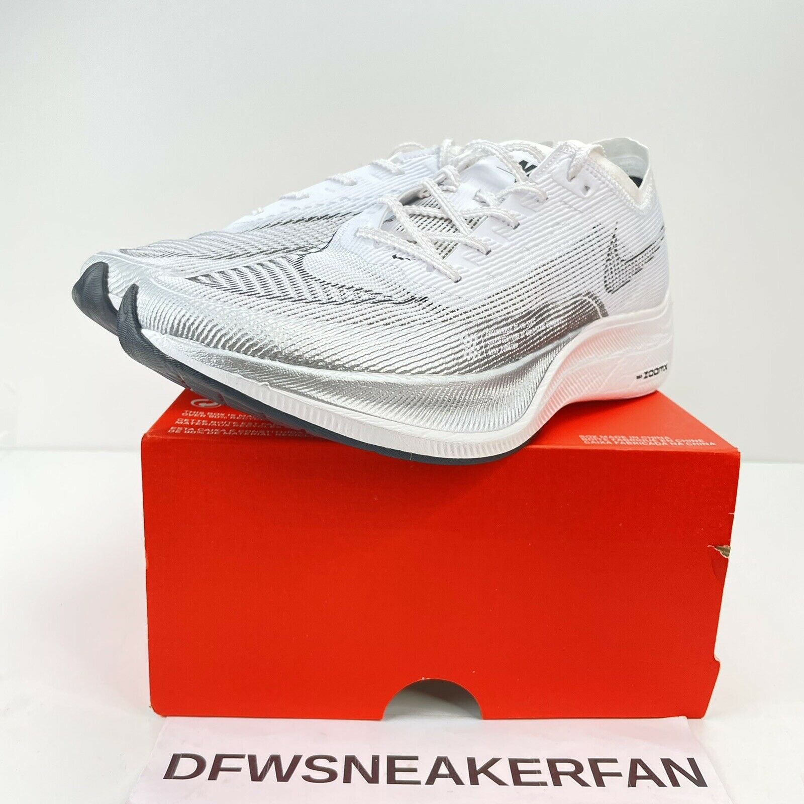 Nike ZoomX Vaporfly Next% 2 CU4111-100 Men’s 12 White Silver Shoes New