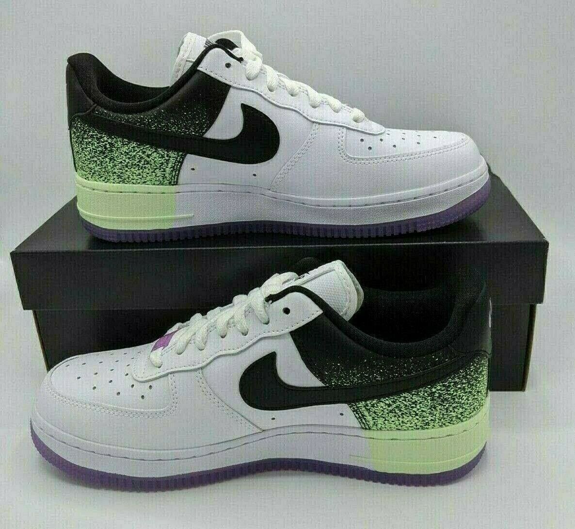 NWB Nike Womens Size 8 Air Force 1 07 White Black Barely Volt CZ8097-100 Shoes