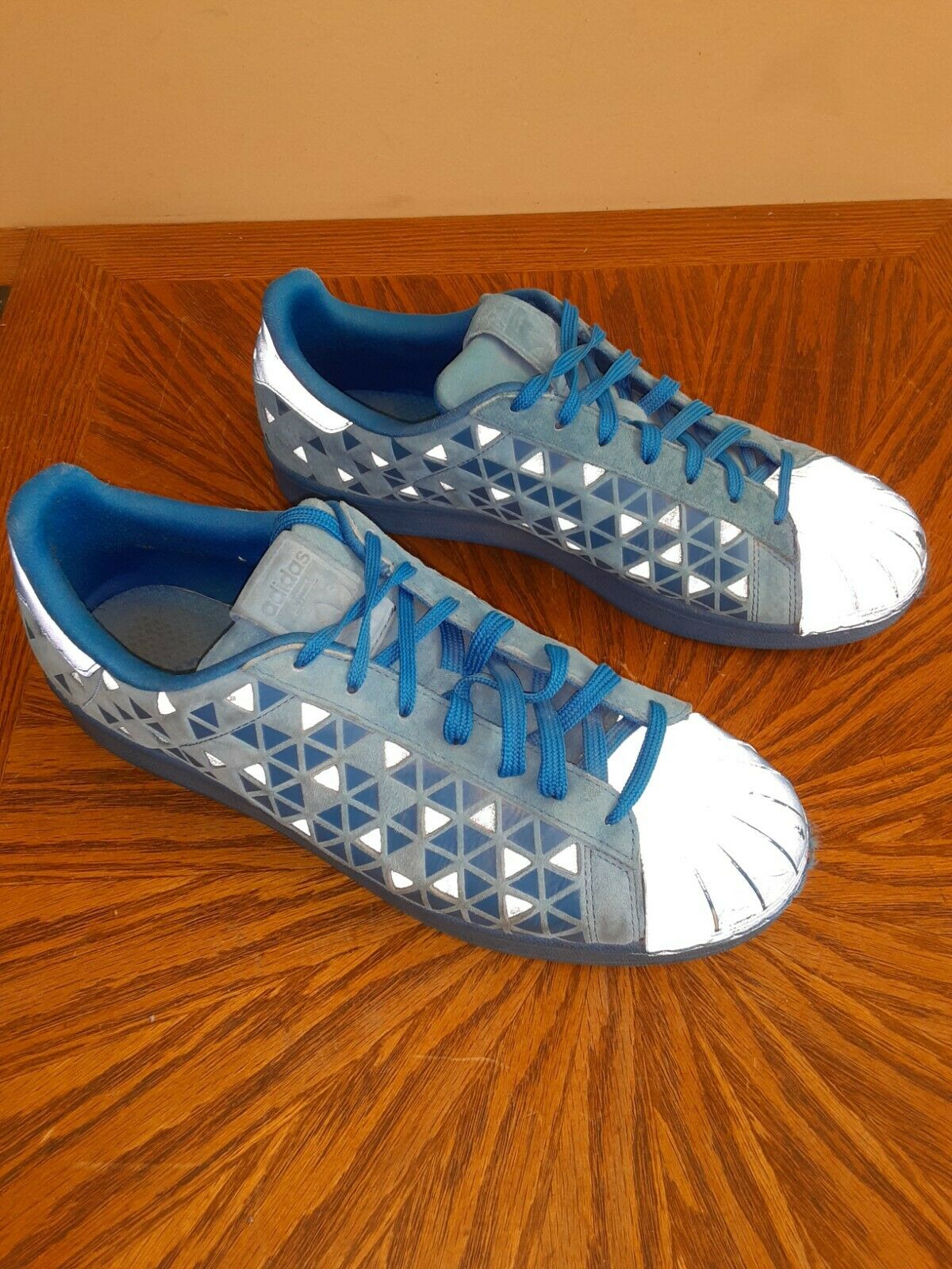 Rare Adidas Superstar Xeno Blue Sneakers Reflective Shoes Shell Toe Mens 12