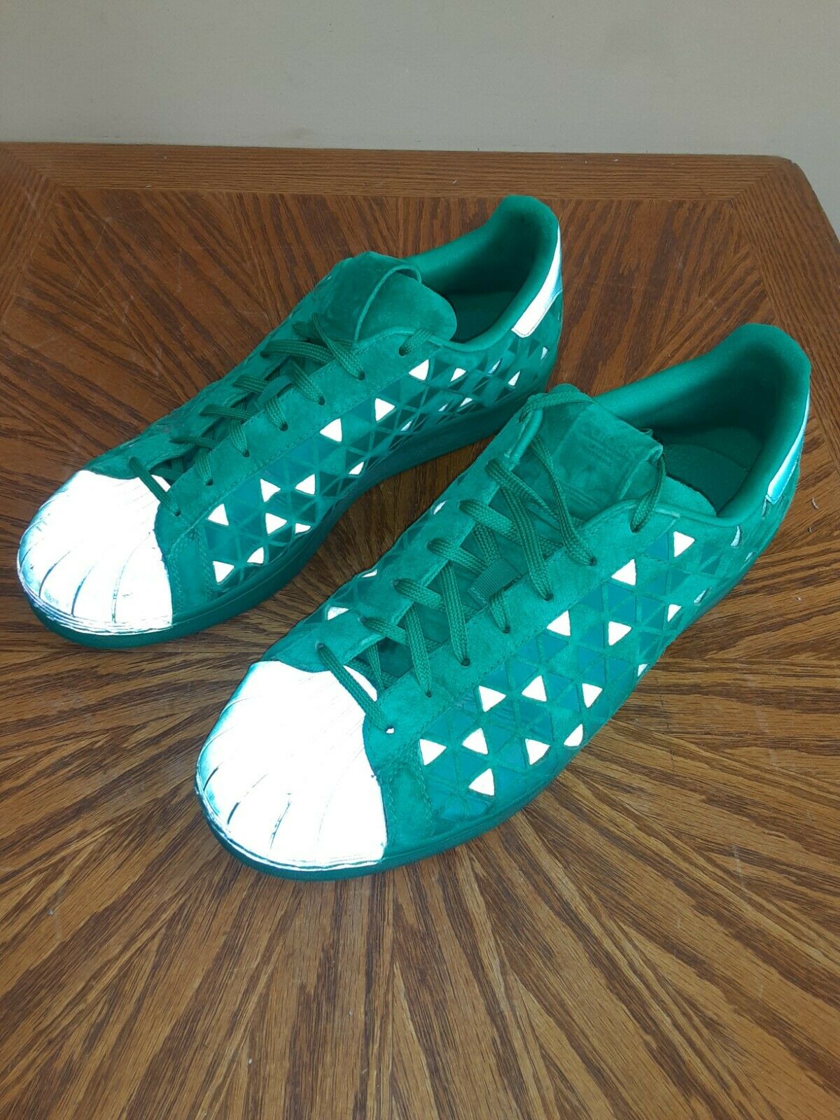 Rare Adidas Superstar Xeno Green Sneakers Reflective Shoes Shell Toe Mens 13