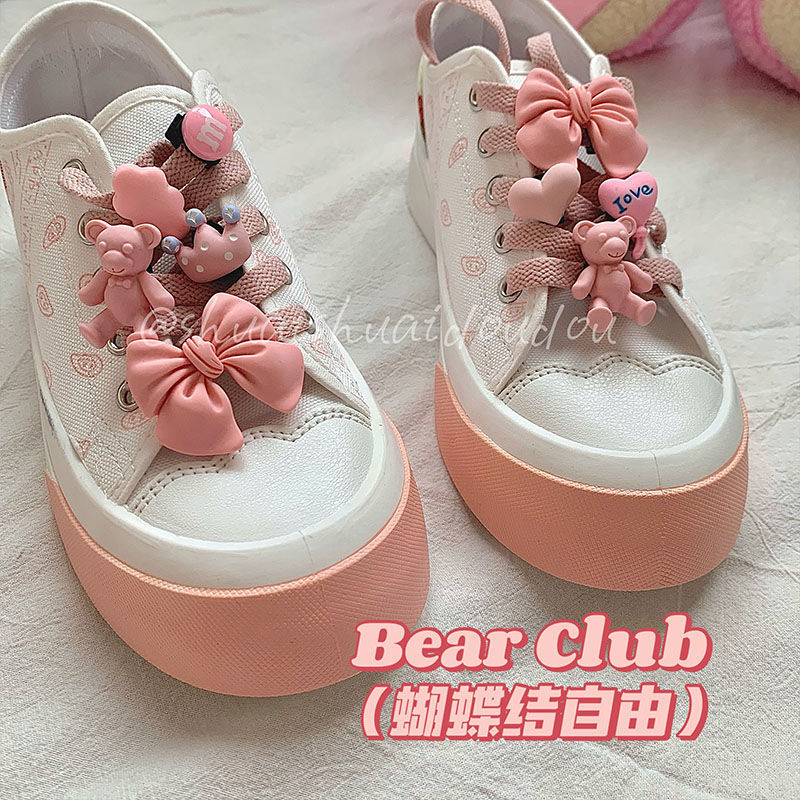 Sneakers Charms Pink Bear Bow Doll Style Button Shoes Decorations Cute Cartoon Fashion Accessories Charms for Nike Air Force 1