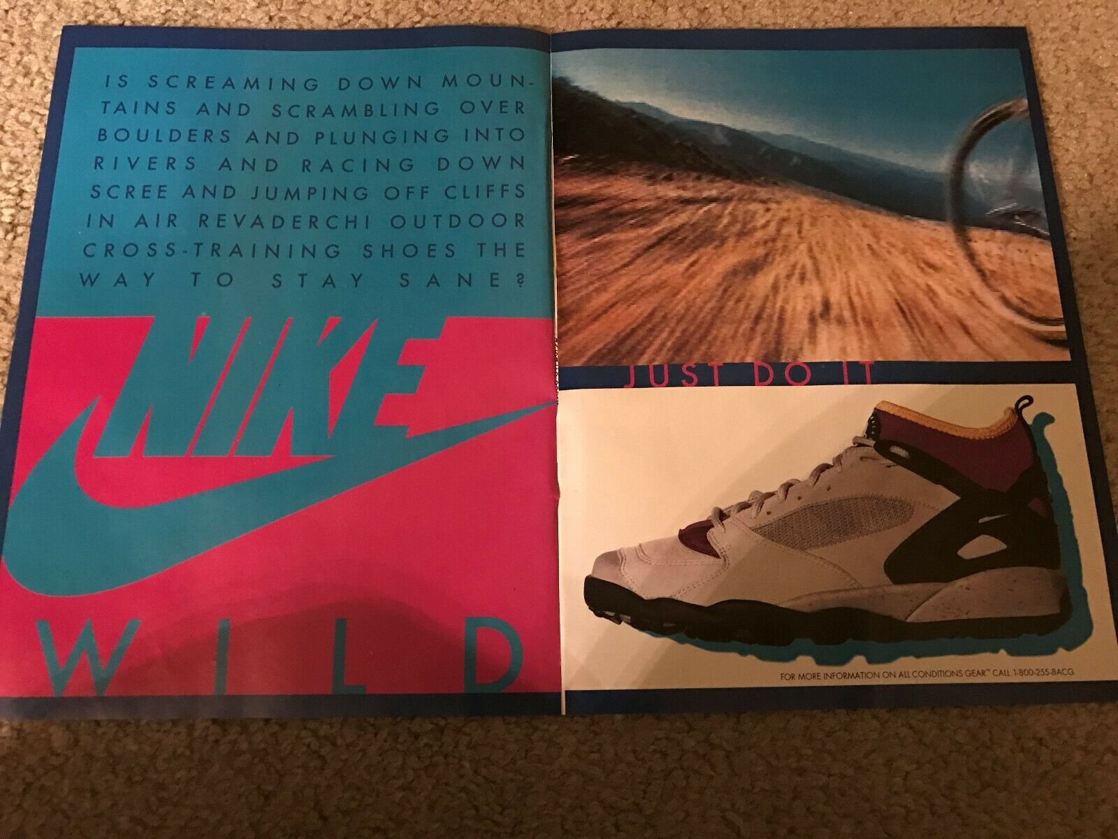 Vintage 1992 NIKE AIR REVADERCHI HUARACHE Cross-Trainer Shoes Poster Print Ad