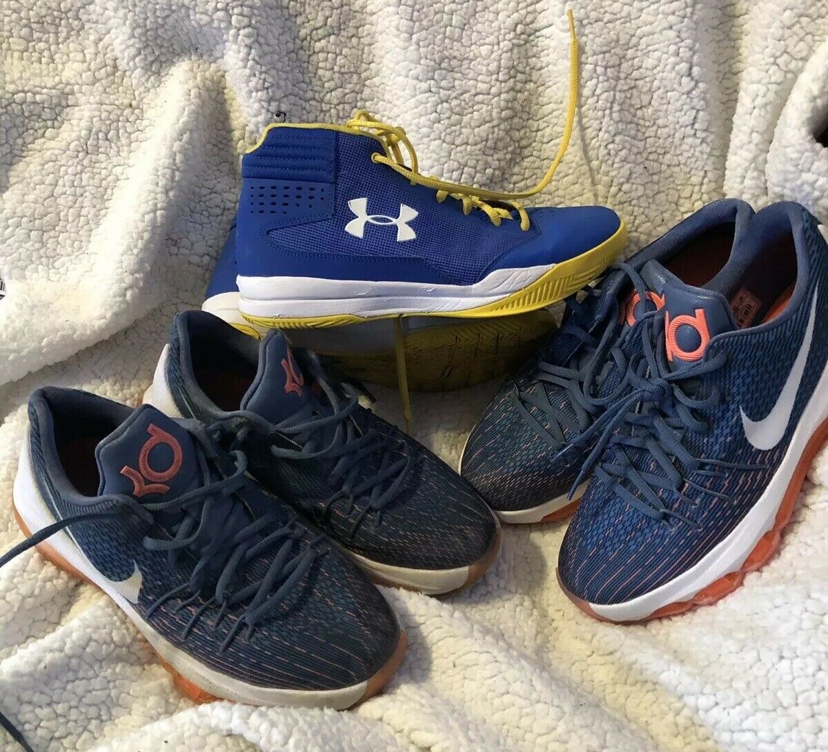 VNC Mens 7Y Nike KD Under Armour Basketball Shoes Lot 3 Pair
