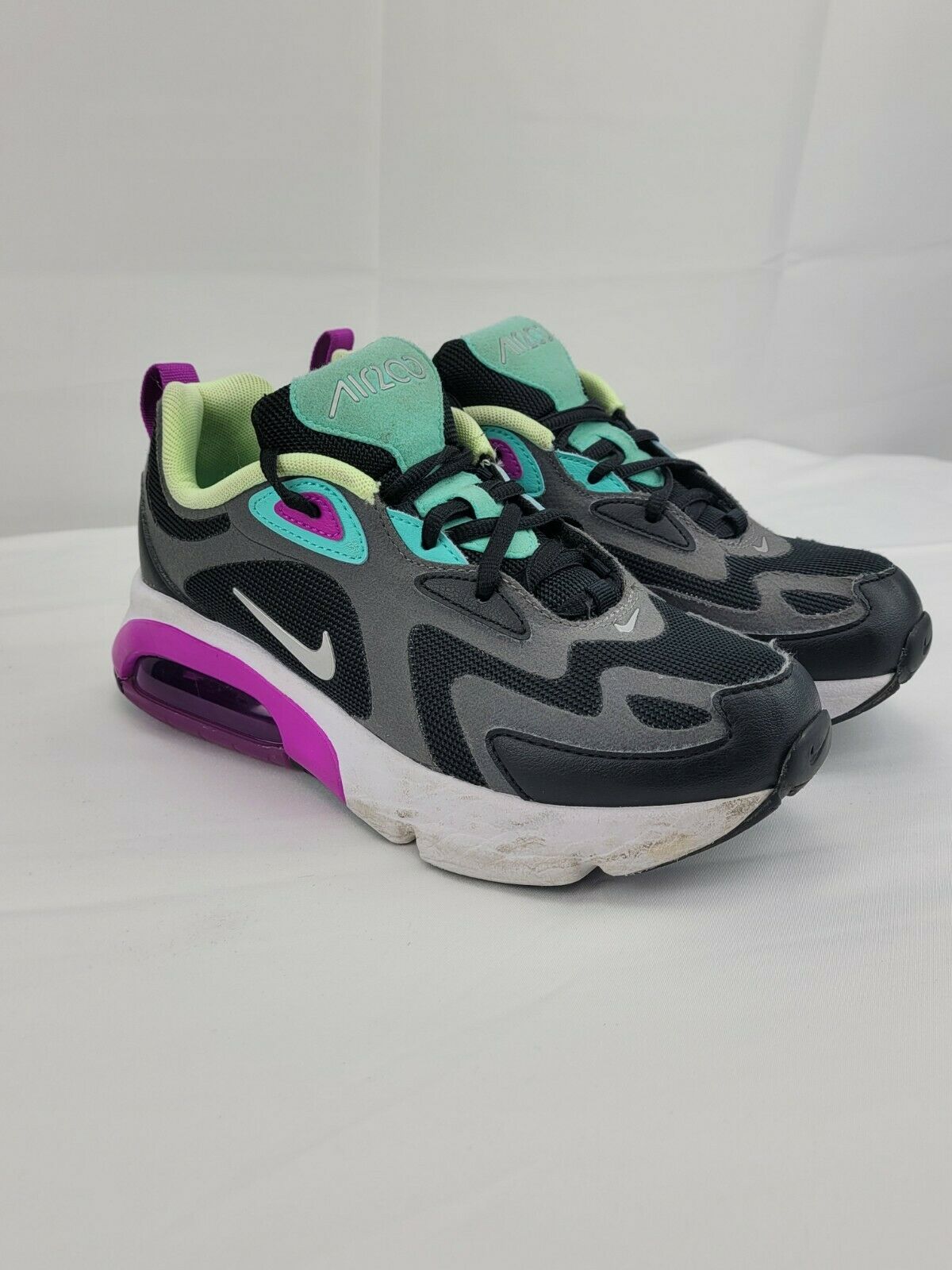 Youth Nike Air Max 200 Running Shoes Grey/Black/Purple AT5627 004 Size 4Y